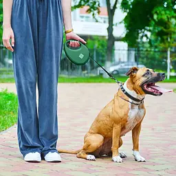 Повідець-рулетка для собак Waudog R-leash з контейнером для пакетів, світловідбивна стрічка, S до 12 кг, 3 м зелений - мініатюра 11