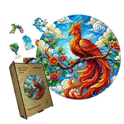 Дерев'яний фігурний пазл puzzlean Золотокрилий Фенікс, А3, Картонна коробка 200 елементів