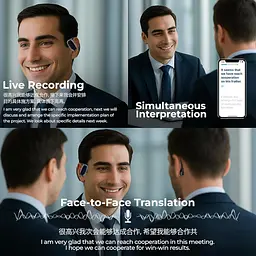 Навушники AI Translation з 168 мовами, Bluetooth 5.4, голосовий переклад у режимі реального часу, HD-дзвінки, тривалий час - мініатюра 3