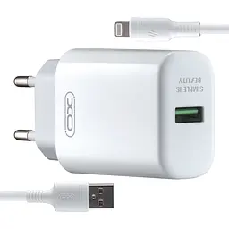 Зарядний пристрій XO L85D 18W/1USB + lightning White
