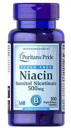 Ниацин (B-3) Niacin Flush Free 500 mg 100 капсул Puritan's Pride vit0005299