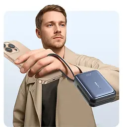 Power Bank Awei C03 20000mAh 45W зі швидкою зарядкою та вбудованими кабелями Type-C/Lightning (Чорний) - мініатюра 4