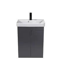 Тумба Мойдодир Simple Graphite 55-U з умивальником River 55 графітова універсальна Графіт - мініатюра 5