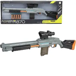 Іграшковий бластер Remington M870 з гільзами що вилітають, м’які кулі з присосками 10 шт, снайперський приціл, подарунок дітям - мініатюра 2