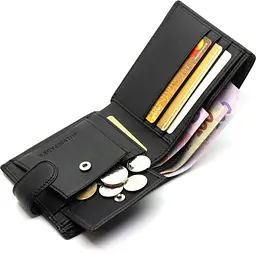 Шкіряне чоловіче портмоне на кнопці ST Leather ST-104-1 чорне 9,5 см - мініатюра 7