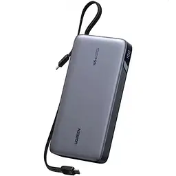 УМБ Ugreen 25000mAh 165W PD3.1/QC, USB-A,USB-С IN/OUT, with built in 2xUSB-C cables (PB552) Gray - мініатюра 2