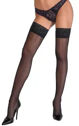 Панчохи Cottelli Legwear Hold-Ups Dot 4, One Size (чорний) - мініатюра 5