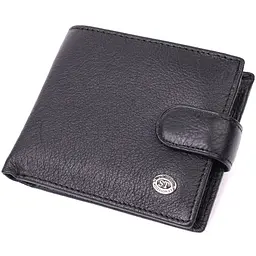 Чоловічий гаманець середнього розміру з натуральної шкіри ST Leather 22484 чорний - мініатюра 4