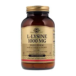 Амінокислота Solgar Лізин 1000 мг, L-Lysine, 100 таблеток (SOL-01701)