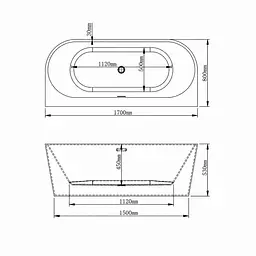 Пристінна акрилова ванна VBI Cavallino 170x80, біла VBI-071417 - мініатюра 2