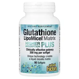 Глутатіон Glutathione LipoMicel Matrix 300 mg 90 рідких капсул Natural Factors vit0006137