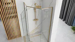 Душова кабіна Rea Diamond 90x90 gold REA-K4904, Золотий, Універсальна, прозорий - мініатюра 2