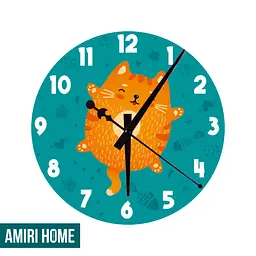 Настенные часы AMIRI HOME "Котик" 28 см. бесшумные без стекла (VG1002)