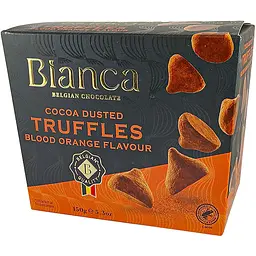 Цукерки трюфелі Bianca Cocoa Dusted Truffles Blood Orange з какао-порошком 150 г