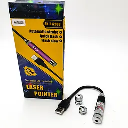Лазерна указка, що працює від USB, червоний колір променя Laser Pointer UKC SN-R12USB (7080) - мініатюра 2