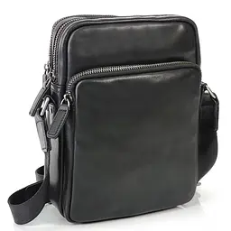 Сумка чоловіча шкіряна чорна Tiding Bag 168A
