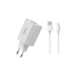 Зарядний пристрій Proda PD-A28i 2хUSB 2.4A + USB Ligthtning 1.0m (PD-A28i-WH) - мініатюра 1