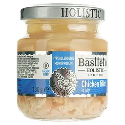 Вологий корм для собак Basttet'o Holistic шматочки філе курки в желе 130 г - мініатюра 2