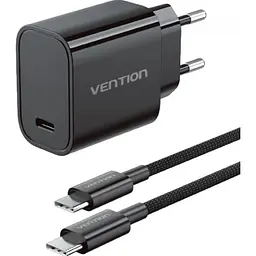Зарядний пристрій Vention 30W 1×USB-C з кабелем USB-C M-M Black (G18B0-EU)