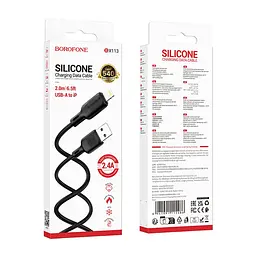 Кабель синхронізації Borofone BX113 Silicone 2.4A USB-A to Lightning 2 м Black (35583_3346746) - мініатюра 3