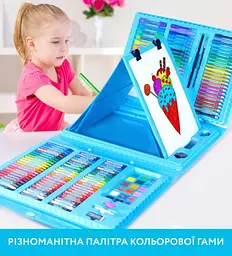 Дитячий набір для малювання з мольбертом 208 предметів блакитний українською мовою - мініатюра 13