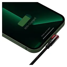 Дата кабель USB 2.0 AM to Lightning 2.0m 2.4A 90° corner black/red Baseus (CAVP000120) - мініатюра 6