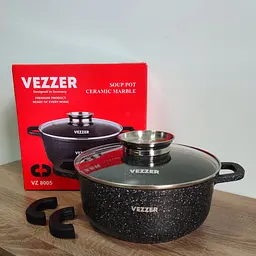 Каструля Vezzer з кришкою та силіконовими накладками на ручки 22 см 3.5 л чорна (VZ8005) - мініатюра 8