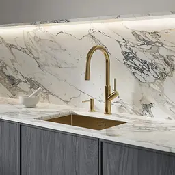 Змішувач для кухні з витяжним виливом Omnires Bend brushed brass (BE6455BSB) матова латунь - мініатюра 2