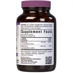 Магній + Вітамін В6 Bluebonnet Nutrition 90 вегетаріанських капсул - мініатюра 2
