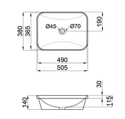 Раковина Qtap Scorpio без донного клапана QT1411K490WN - мініатюра 6