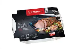 Каструля для запікання прямокутна скляна Termisil Grill&Drop 340x225x89 мм з кришкою - мініатюра 3