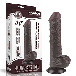 Фалоімітатор Lovetoy Sliding-Skin Dual Layer Dong 8'' 20.8 см (чорний) - мініатюра 3