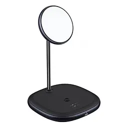 Зарядний пристрій Qi BASEUS Swan 2-in-1 Wireless Magnetic Charging Bracket 20W Max total (WXSW-C01) чорна - мініатюра 7