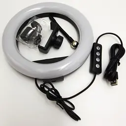 Кільцева LED лампа 20 см 10W з тримачем для телефону селфі кільце блогера 3 режими свічення - мініатюра 4