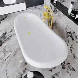 Ванна окремостояча глянцева Amidicon Symphony 167x78 чорна з литого каменю золоті ніжки SYMFONIYA_167_g_BLACK_HL, Чорний - мініатюра 3