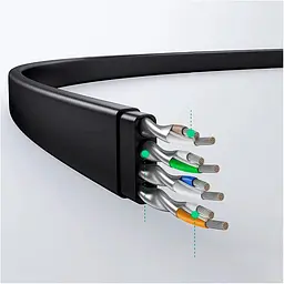 Патч-корд Ugreen NW102 Cat 6 U/UTP Lan Flat Cable 5m Black (50176) [165591] - мініатюра 3