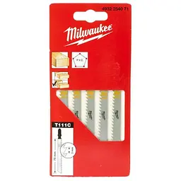 Полотна для лобзиків T111C MILWAUKEE, 75х3,0мм, (5шт), (деревина)