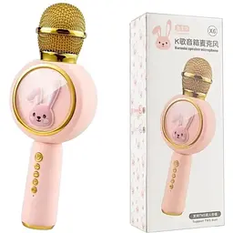 Мікрофон G-Toys Караоке Karaoke speaker X6 Pink, бездротовий