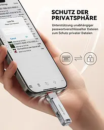 MFi USB-накопичувач 256GB 3-в-1 (USB-C/Lightning/USB) для iPhone 15, iPhone/iPad/Android/PC/ноутбука - мініатюра 3