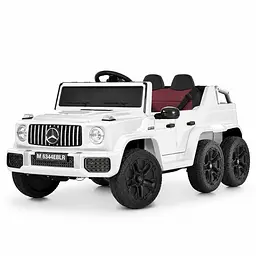 Джип дитячий на радіокеруванні 2.4G акумулятор 12V10AH 6 моторів MP3 USB Bluetooth EVA шкіра білий (M 6344EBLR-1)