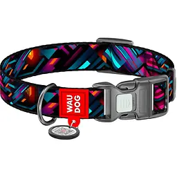 Нашийник для собак нейлоновий Waudog Nylon з QR паспортом малюнок Нескінченні світи XL 