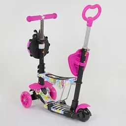 Самокат 5 в 1 Best Scooter 59х15х29 см Рожево-чорний 000231492 - мініатюра 3
