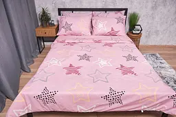 Комплект постільної білизни Moon&Star Бязь Gold Люкс Alpha Pink Дитячий 110x140 см наволочки 2x50x70 см - мініатюра 2