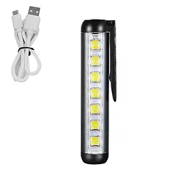 Ручний акумуляторний ліхтар з боковою LED панеллю та магнітом 4 режими свічення UKC ZJ-1159 сріблястий - мініатюра 3
