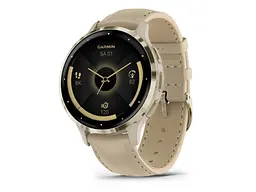 Смарт-годинник Garmin Venu 3S Soft Gold S. Steel Bezel w. French Gray Case and Leather Band (010-02785-55)