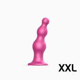 Насадка для страпону Strap-On-Me Dildo Plug Beads Framboise Metallic XXL - мініатюра 2