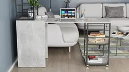 Стіл-тумба трансформер Смарт 3/1 з етажеркою Ferrum-decor 1430x1450x500 Чорний метал ДСП Бетон 16 мм (FRD-105115) - мініатюра 11