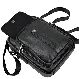 Чоловічий месенджер із м'якої шкіри Tiding Bag 1639A чорний - мініатюра 7