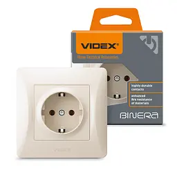Розетка одинарна із заземленням кремова VIDEX BINERA VIDEX (24693-000)