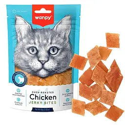 Ласощі для котів Wanpy Chicken Jerky Bites Ванпі Курячі в'ялені шматочки, 80 г